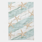 Strand Aqua Mint Starfish Stripes Theedoek (Verticaal)