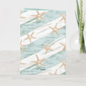 Strand Aqua Mint Starfish Stripes Verjaardag Kaart (Achterkant)