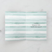 Strand Aqua Mint Starfish Stripes Verjaardag Kaart (Binnen)