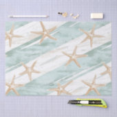 Strand Aqua Mint Starfish Stripes Verjaardag Tissuepapier (Craft)