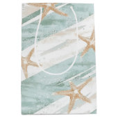 Strand Aqua Mint Zeester Strepen Bruidsdouche Medium Cadeauzakje (Voorkant)