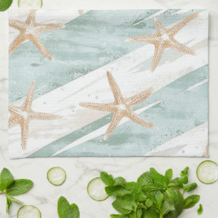 Strand Aqua Mint Zeester Strepen Theedoek