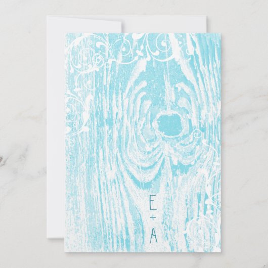Strand Aqua Oude Schuur Hout Swirl Bruiloft Kaart (Achterkant)