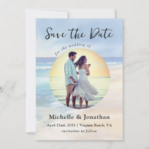 Strand Aquarel Oceaan Foto Christelijke Trouwdag Save The Date