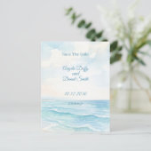 Strand Aquarel Save the Date Briefkaart (Staand voorkant)