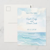 Strand Aquarel Save the Date Briefkaart (Voorkant / Achterkant)