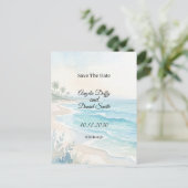 Strand Aquarel Save the Date Briefkaart (Staand voorkant)