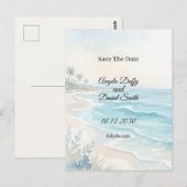 Strand Aquarel Save the Date Briefkaart (Voorkant / Achterkant)