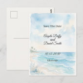 Strand Aquarel Save the Date Briefkaart (Voorkant / Achterkant)