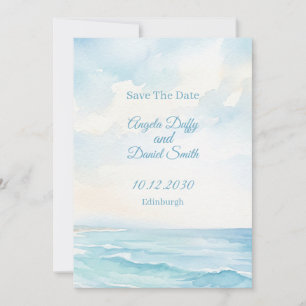 Strand Aquarel Save the Date Kaart