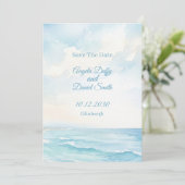 Strand Aquarel Save the Date Kaart (Staand voorkant)