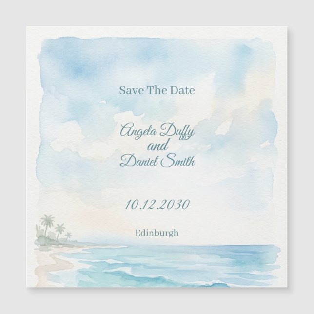 Strand Aquarel Save The Date Magnetische Kaart (Voorkant)