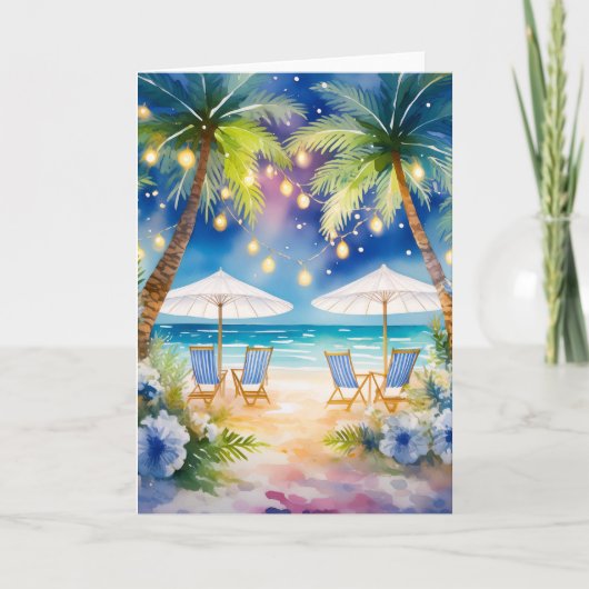 Strand Aquarel Zomer Kaart (Voorkant)