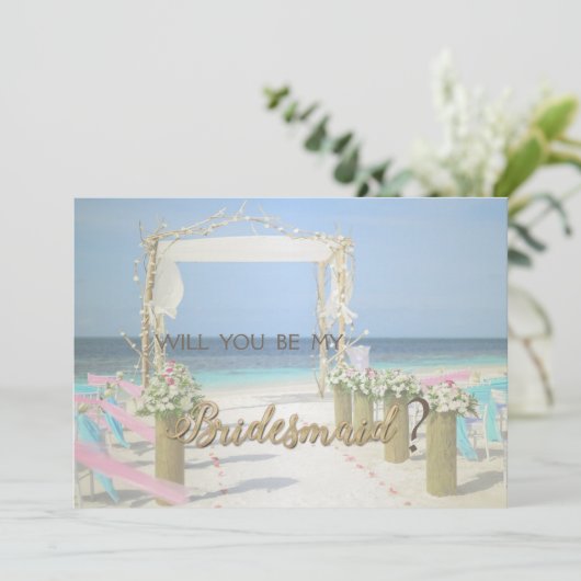 Strand Arbor Bloemen Bruidsmeisje kaart (Staand voorkant)