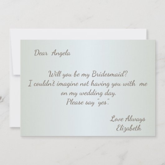 Strand Arbor Bloemen Bruidsmeisje kaart (Achterkant)