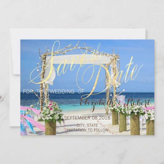 Strand Arbor Bloemen Bruiloft  Bewaar de Datum Save The Date (Voorkant)