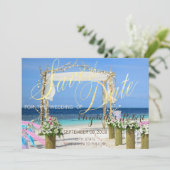 Strand Arbor Bloemen Bruiloft  Bewaar de Datum Save The Date (Staand voorkant)
