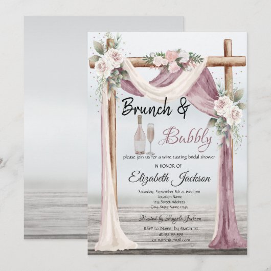 Strand Arbor Brunch & Bubbels Bruidsuitje Kaart (Voorkant / Achterkant)