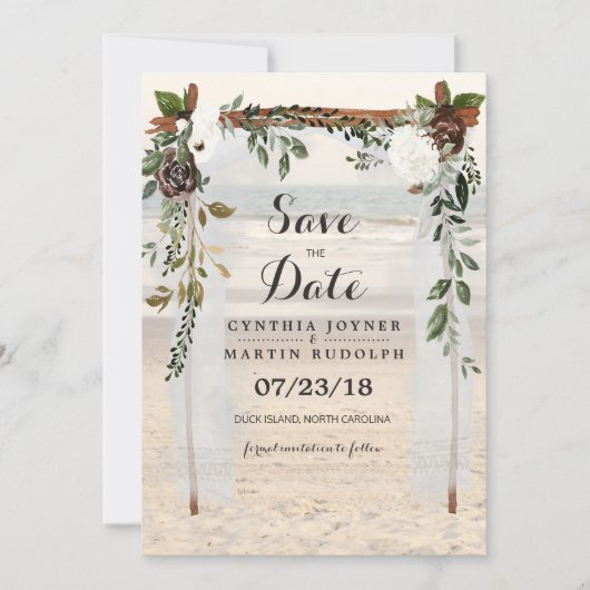 Strand Arbor Huwelijk Save the Date Uitnodiging (Voorkant)
