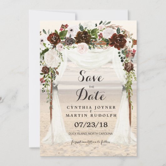 Strand Arbor Huwelijk Save the Date Uitnodiging (Voorkant)