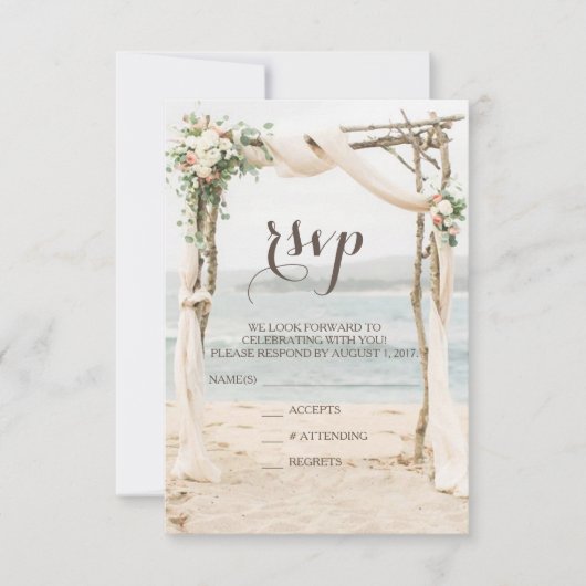 Strand Arbor Huwelijks RSVP Kaartje (Voorkant)