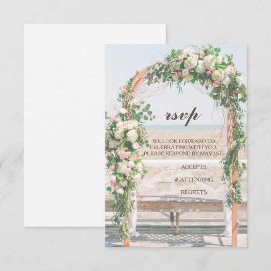 Strand Arbor Sunset RSVP Trouwkaart (Voorkant / Achterkant)