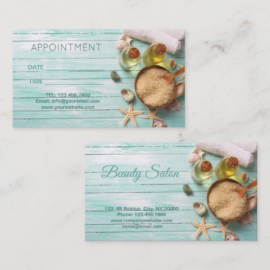 Strand Aromatherapie Massagetherapie SPA Afspraak Afsprakenkaartje (Voorkant / Achterkant)