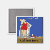 Strand, Art Deco, tekst toevoegen Magneet (Voorkant / Achterkant)