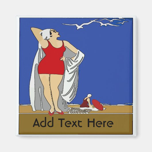 Strand, Art Deco, tekst toevoegen Magneet (Voorkant)