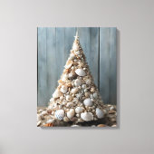 Strand Art Zeeschelpen Kustkerstboom Decor Canvas Afdruk (Voorkant)