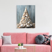 Strand Art Zeeschelpen Kustkerstboom Decor Canvas Afdruk (Insitu (Woonkamer))