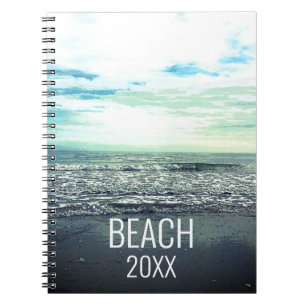 Strand Artistieke Typografie Ocean Zee Waves 2021 Notitieboek