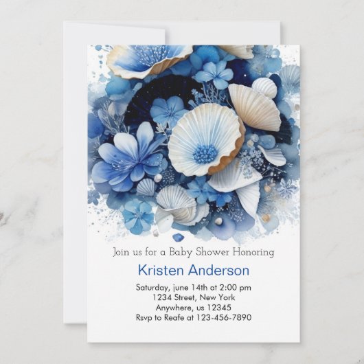 Strand Avontuur Zee Schelp Jongen Baby Shower Kaart (Voorkant)