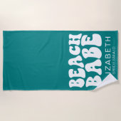 Strand Babe Blauwgroen Cool Bachelorette Party Ret Strandlaken (Voorkant)