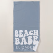 Strand Babe Dusty Blue Cool Bachelorette Party Strandlaken (Voorkant)