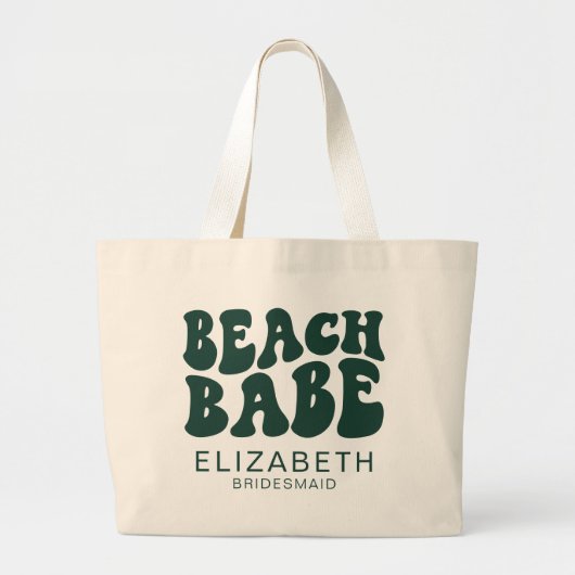 Strand Babe Emerald Groen Cool Bachelorette Party Grote Tote Bag (Voorkant)