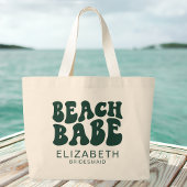 Strand Babe Emerald Groen Cool Bachelorette Party Grote Tote Bag