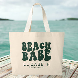 Strand Babe Emerald Groen Cool Bachelorette Party Grote Tote Bag
