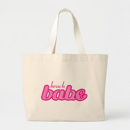 "strand babe" hot roze grafische canvas tas
