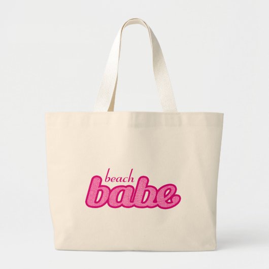 "strand babe" hot roze grafische canvas tas (Voorkant)