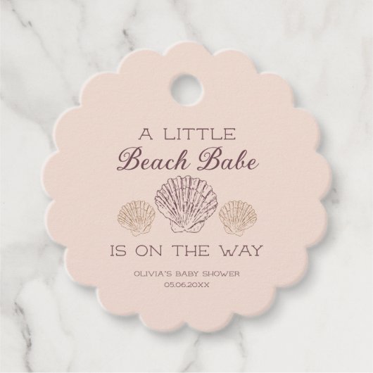 Strand Babe Meisje Baby shower Gepersonaliseerd Bedankjes Labels (Voorkant)