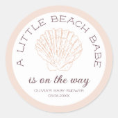 Strand Babe Meisje Baby shower Gepersonaliseerd Ronde Sticker (Voorkant)