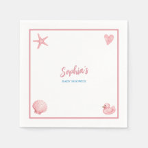 Strand Babe Roze Meisje Baby Shower Servetten