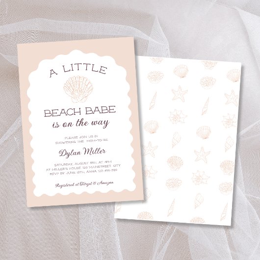 Strand Babe Seashell Meisje Baby shower Kaart