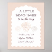 Strand Babe Seashell Meisje Baby shower Welkom Poster (Voorkant)
