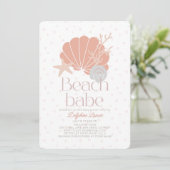 Strand Babe Seashell Roze Meisje Baby shower Kaart (Staand voorkant)