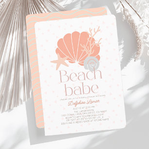 Strand Babe Seashell Roze Meisje Baby shower Kaart