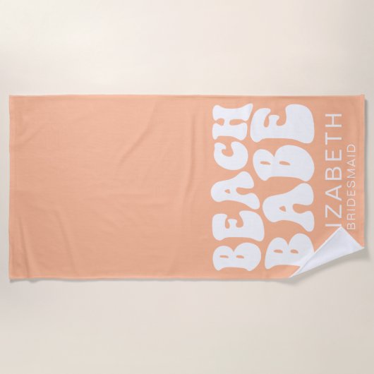Strand Babe Trendy Peach Cool Bachelorette Party Strandlaken (Voorkant)