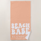 Strand Babe Trendy Peach Cool Bachelorette Party Strandlaken (Voorkant)