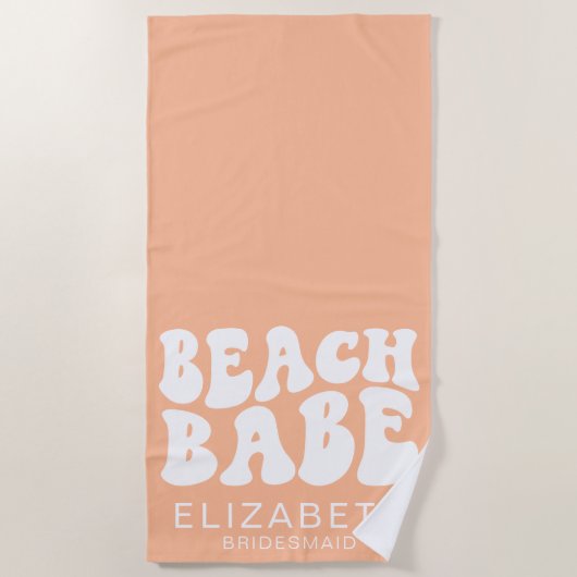 Strand Babe Trendy Peach Cool Bachelorette Party Strandlaken (Voorkant)